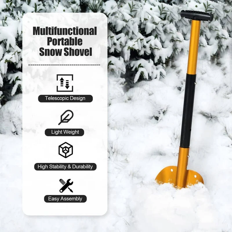 32.5 in. Aluminum Handle Aluminum Snow Shovel with Anti-Skid Handle and Large Blade