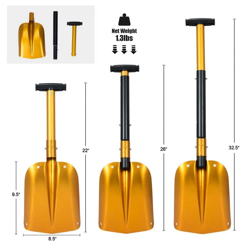 32.5 in. Aluminum Handle Aluminum Snow Shovel with Anti-Skid Handle and Large Blade