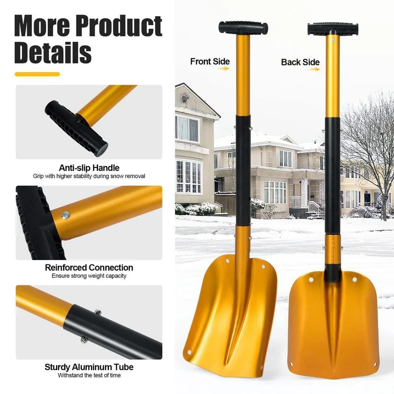32.5 in. Aluminum Handle Aluminum Snow Shovel with Anti-Skid Handle and Large Blade