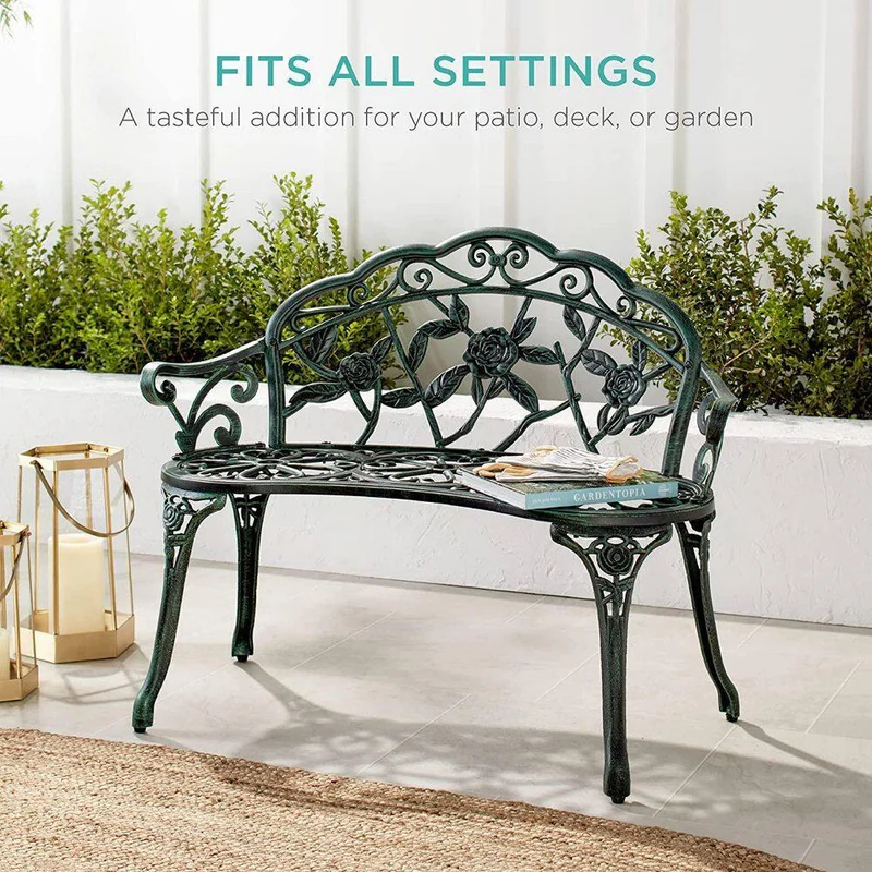 Green Aluminum Patio Outdoor Garden Bench Chair