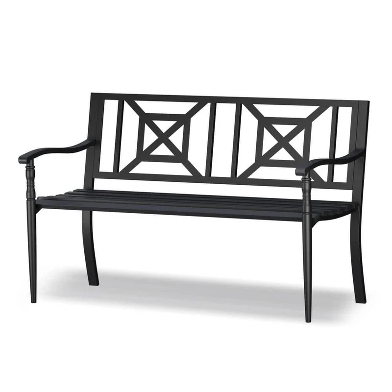 Black Metal Outdoor Patio Bench