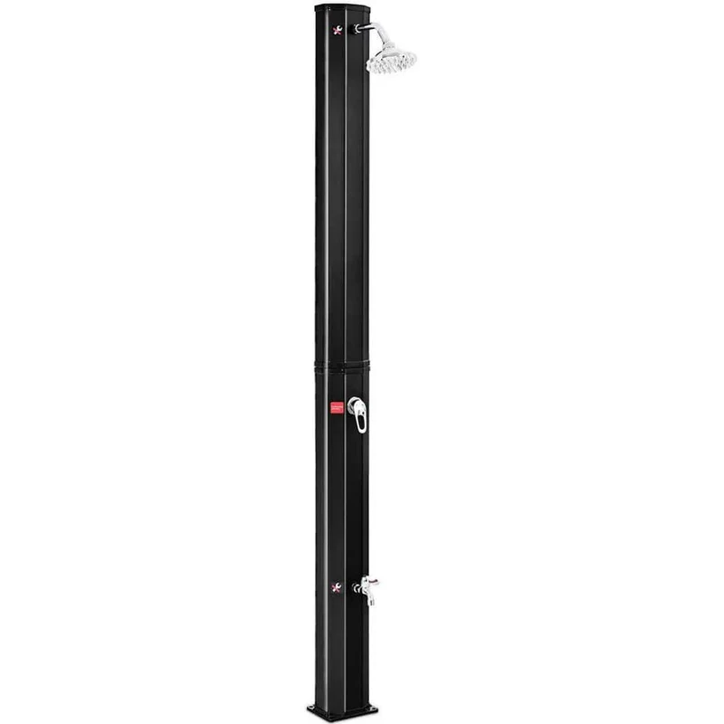 Black 7.2 ft. Solar Heated Shower with Free-Rotating Shower Head and 9.3 Gal. Water Tank Capacity