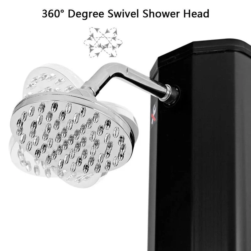 Black 7.2 ft. Solar Heated Shower with Free-Rotating Shower Head and 9.3 Gal. Water Tank Capacity