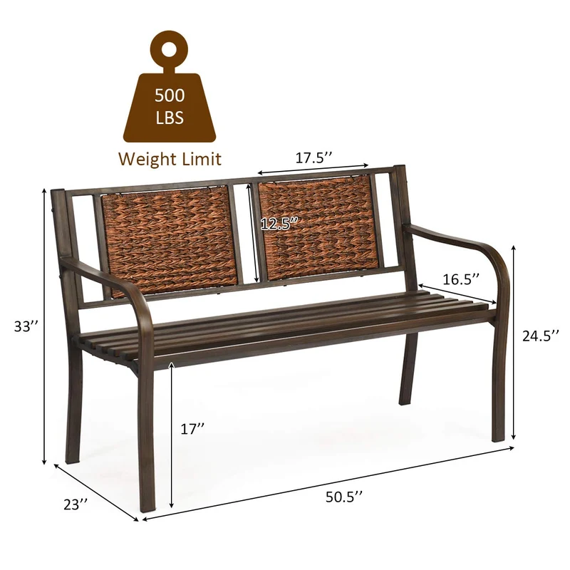 2-Person Bronze Metal Outdoor Bench