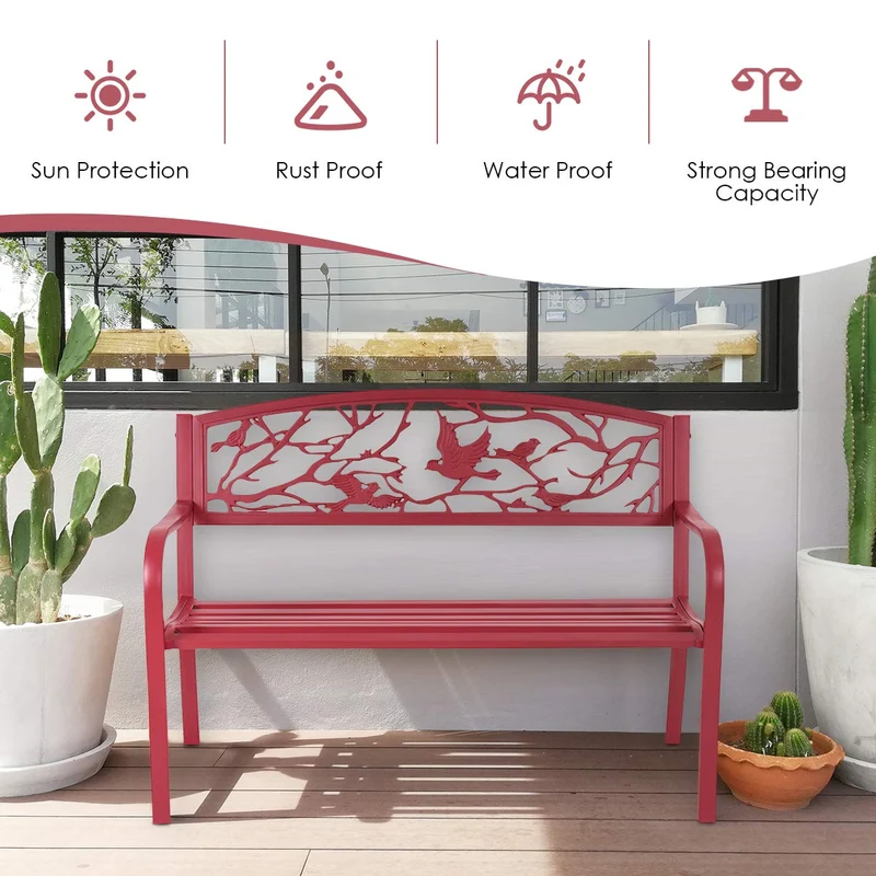 Metal Patio Garden Outdoor Bench