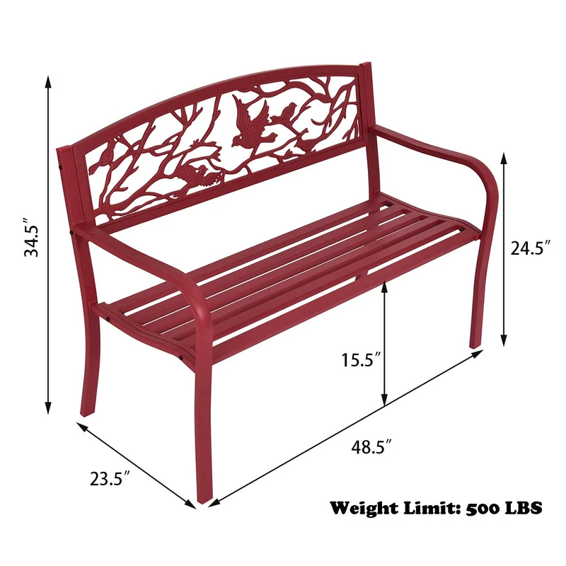 Metal Patio Garden Outdoor Bench