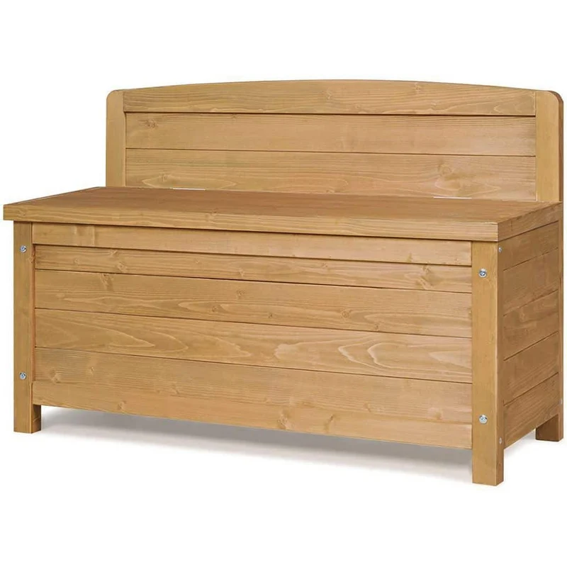 16.5 Gal. Wood Outdoor Storage Bench Deck Box