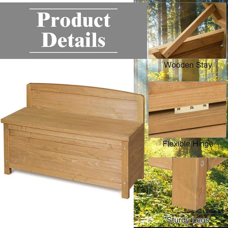16.5 Gal. Wood Outdoor Storage Bench Deck Box