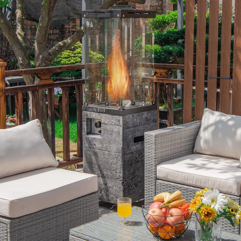 Dark Gray 41,000 BTU Outdoor Propane Fire Pit with Lockable Wheels