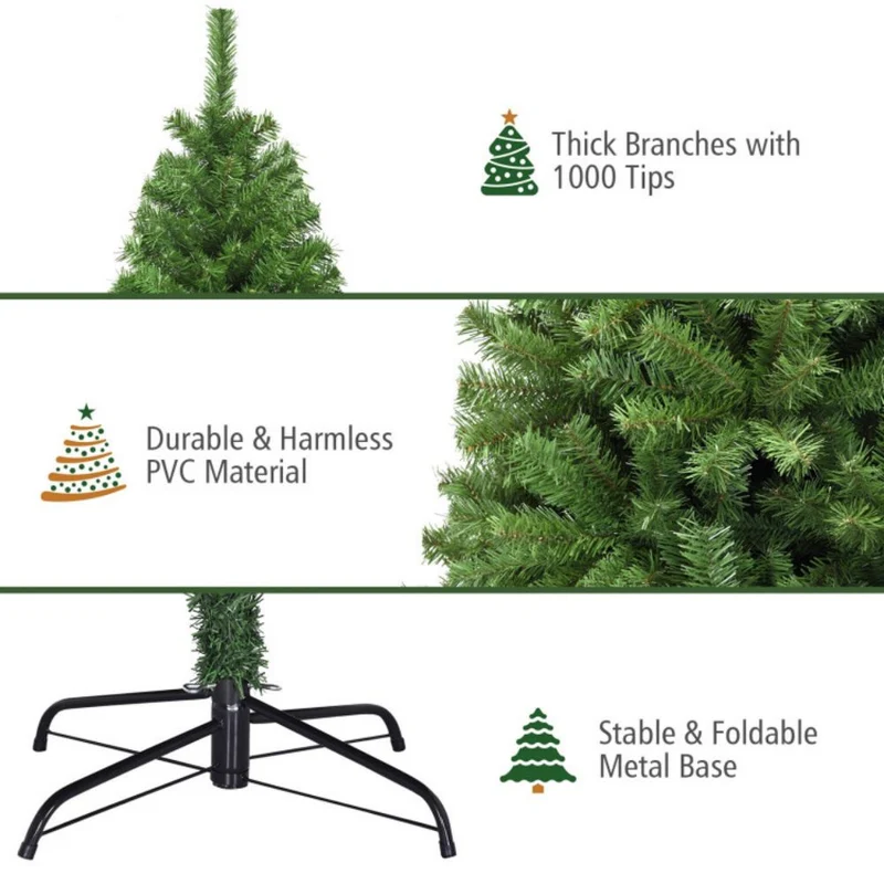 6 ft. Premium Hinged PVC Artificial Christmas Tree with Metal Stand