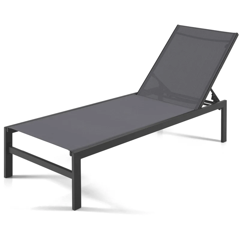 Gray Aluminum Adjustable Chaise Lounge Chairs
