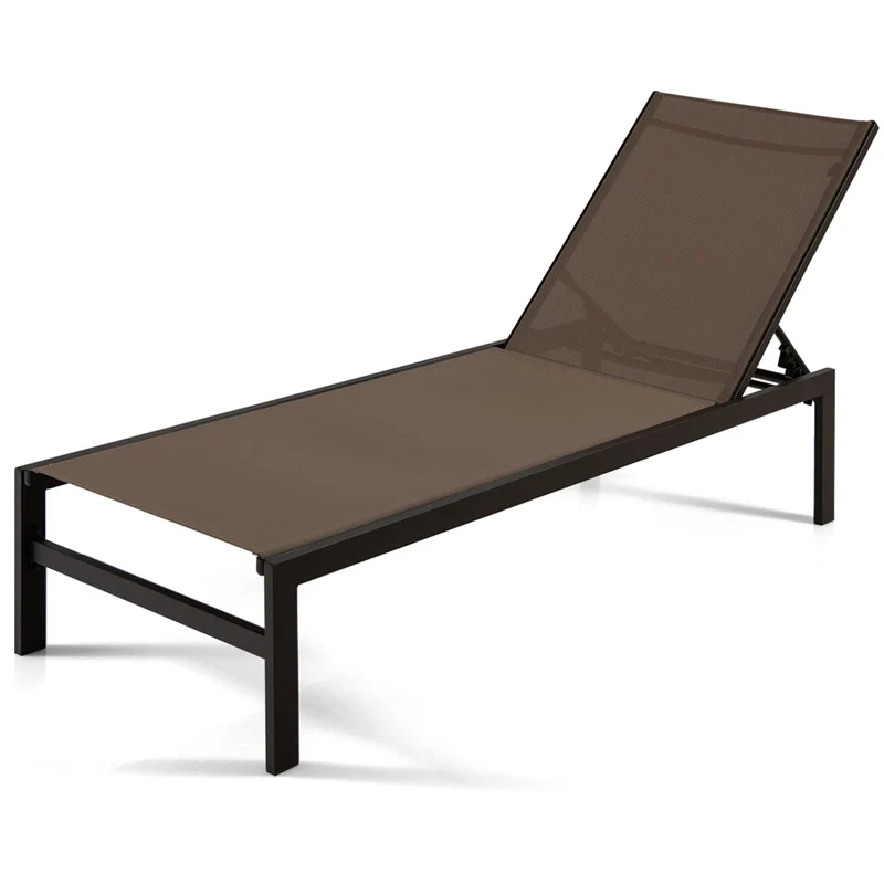 Brown Aluminum Adjustable Chaise Lounge Chairs