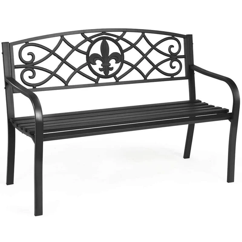 50.5 in. Black Metal Outdoor Bench