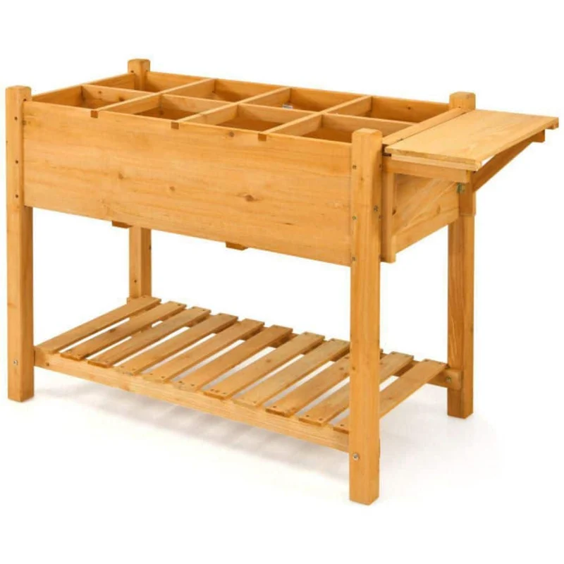 48.5 in. L x 21 in. W x 31.5 in. H Natural Fir Wood Rectangular Elevated Garden Bed