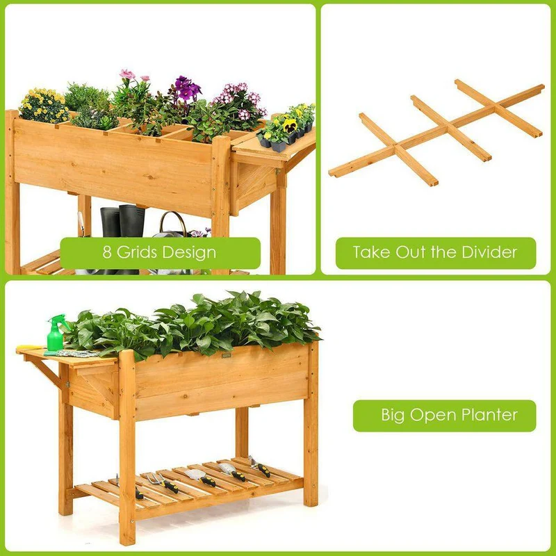 48.5 in. L x 21 in. W x 31.5 in. H Natural Fir Wood Rectangular Elevated Garden Bed