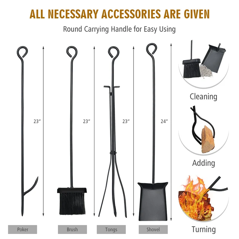 36 in. Firewood Rack with Fireplace Tool Set