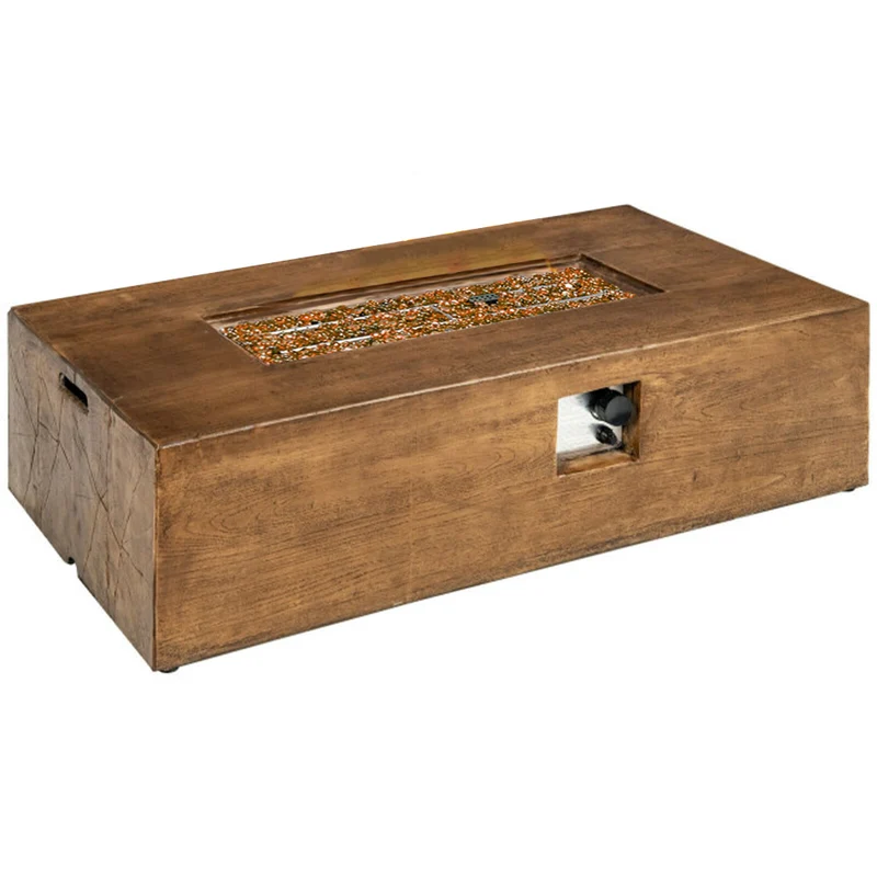48 in. x 27.00 in. 50,000 BTU Rectangular Outdoor Gas Fire Pit Table with Lava Rocks and Cover