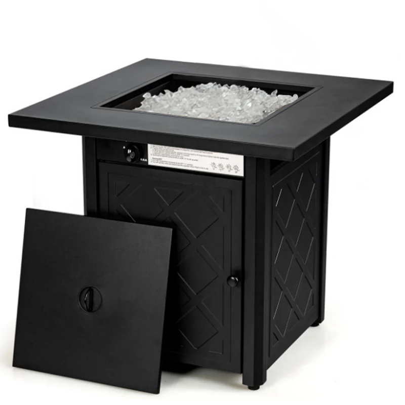 50000 BTU 28 in. x 25.5 in. Metal Square Outdoor Propane Gas Fire Pit Table with Lava Rock