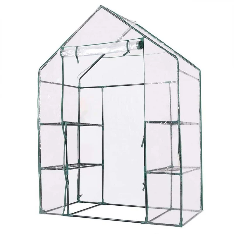 56 in. W x 29 in. D x 77 in. H Green Portable Gardening Plant Walk-In 4 Shelves Greenhouse