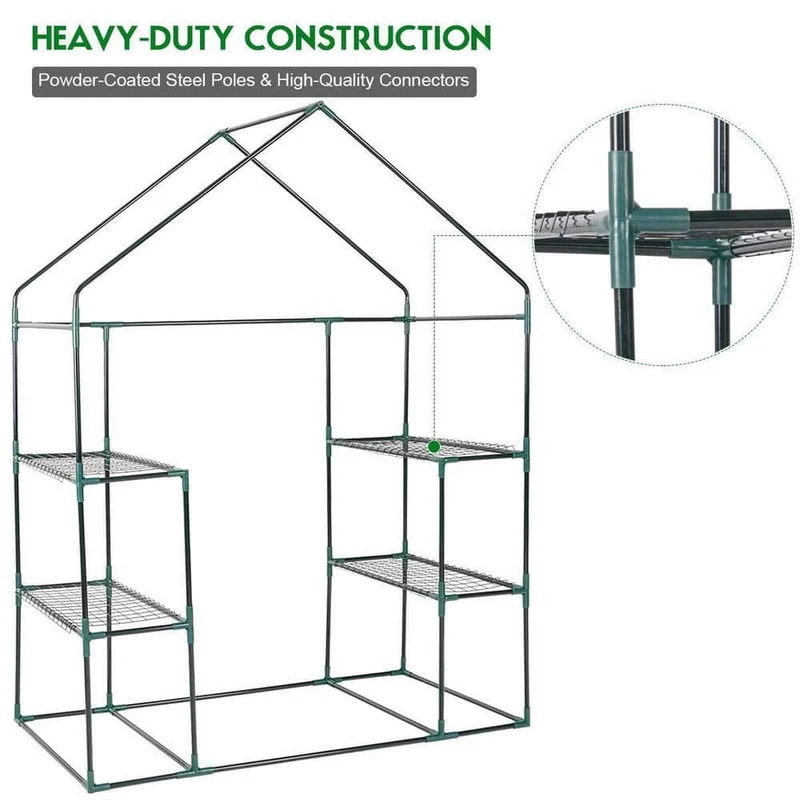 56 in. W x 29 in. D x 77 in. H Green Portable Gardening Plant Walk-In 4 Shelves Greenhouse