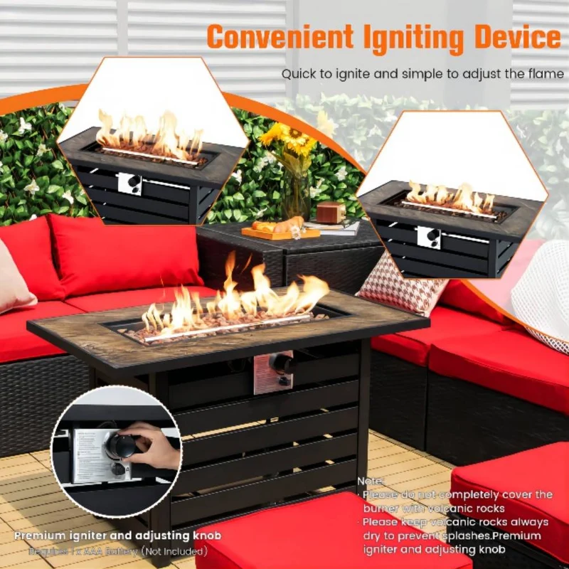 42 in. x 25 in. 60,000 BTU Rectangular Propane Fire Pit Table