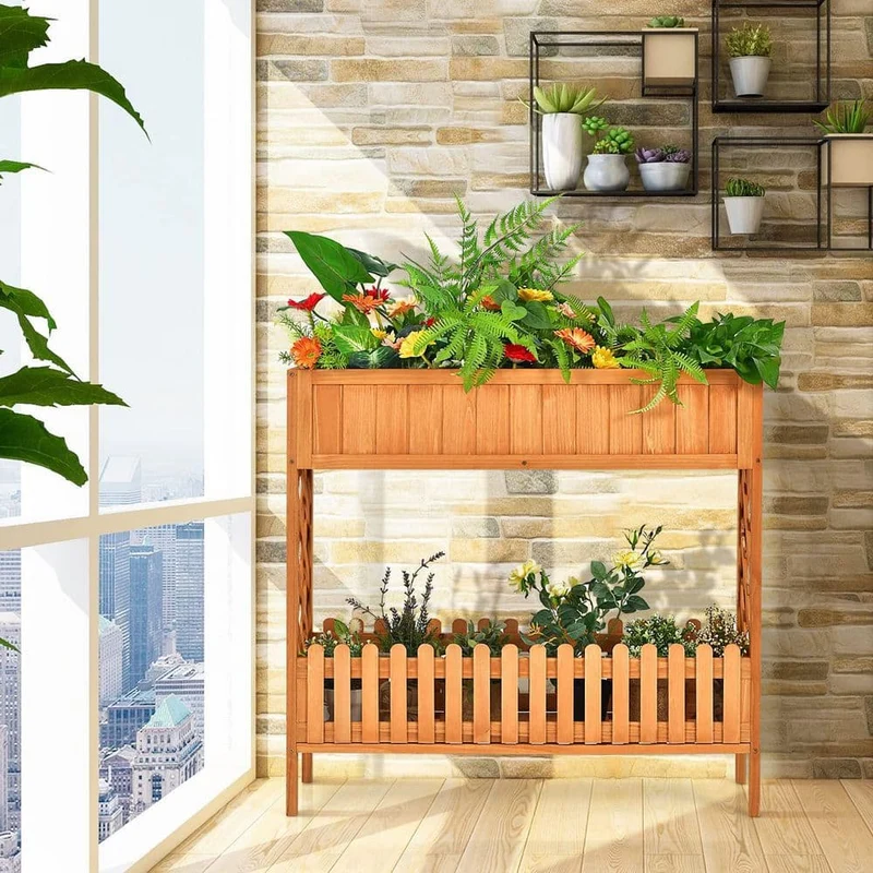 37.5 in. x 12.5 in. x35.5 in. Wood Raised Garden Bed