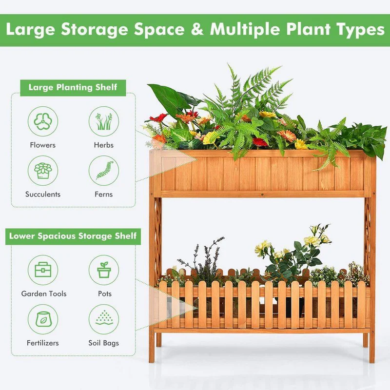 37.5 in. x 12.5 in. x35.5 in. Wood Raised Garden Bed