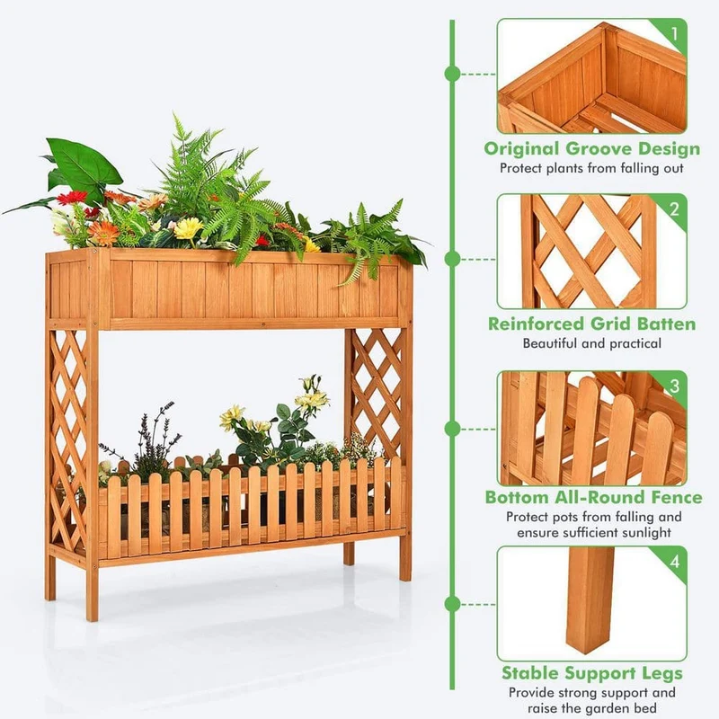37.5 in. x 12.5 in. x35.5 in. Wood Raised Garden Bed