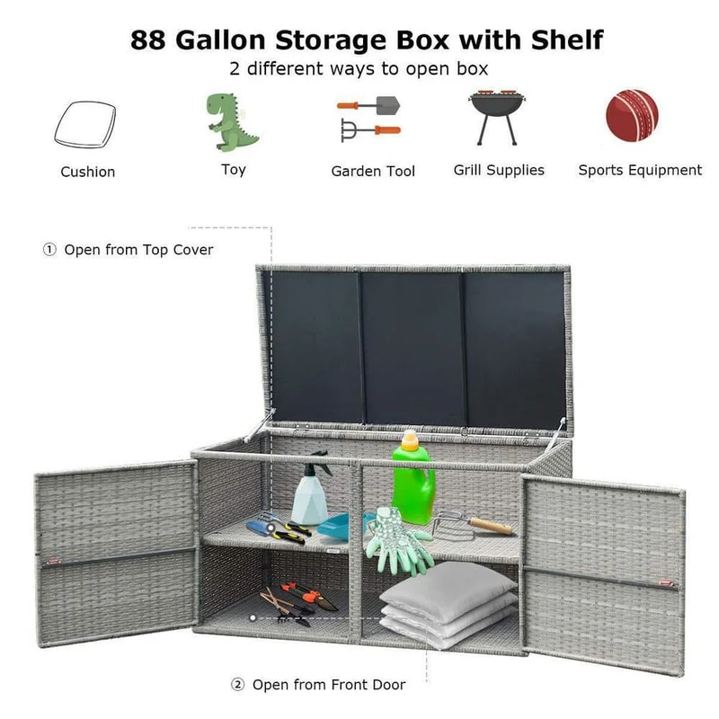88 Gal. Steel Patio Storage Container Box Deck Box