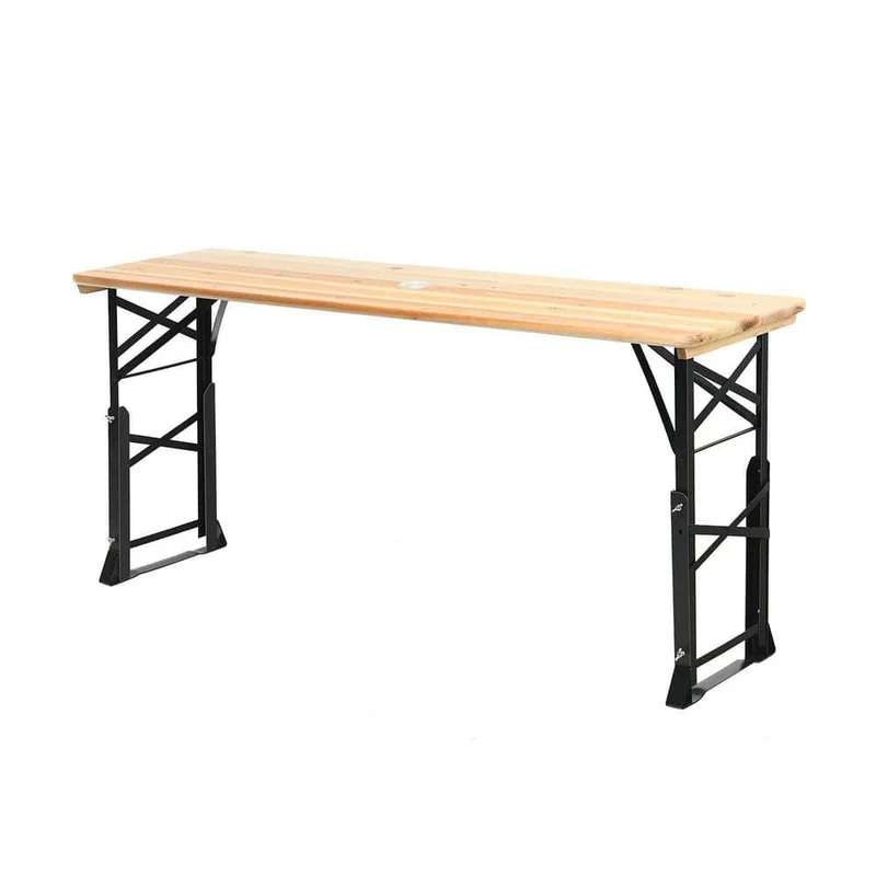 66.5 in. Wooden Folding Picnic Outdoor Table with Adjustable Heights