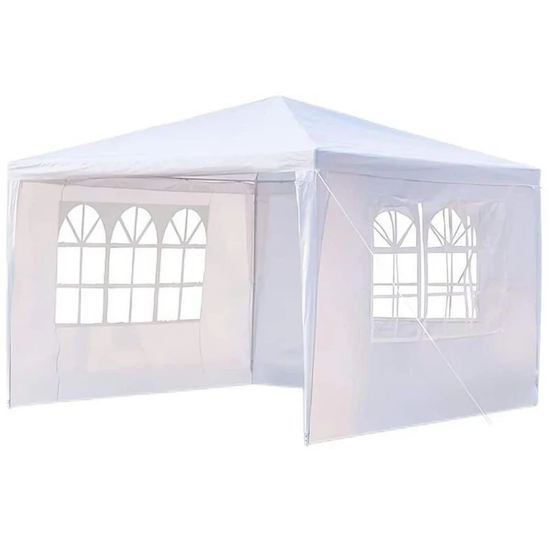 10 ft. x 10 ft. White Canopy Tent Heavy-Duty Wedding Party Tent Canopy with 3 Removable Side Walls