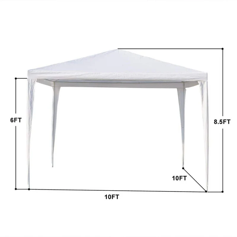 10 ft. x 10 ft. White Canopy Tent Heavy-Duty Wedding Party Tent Canopy with 3 Removable Side Walls