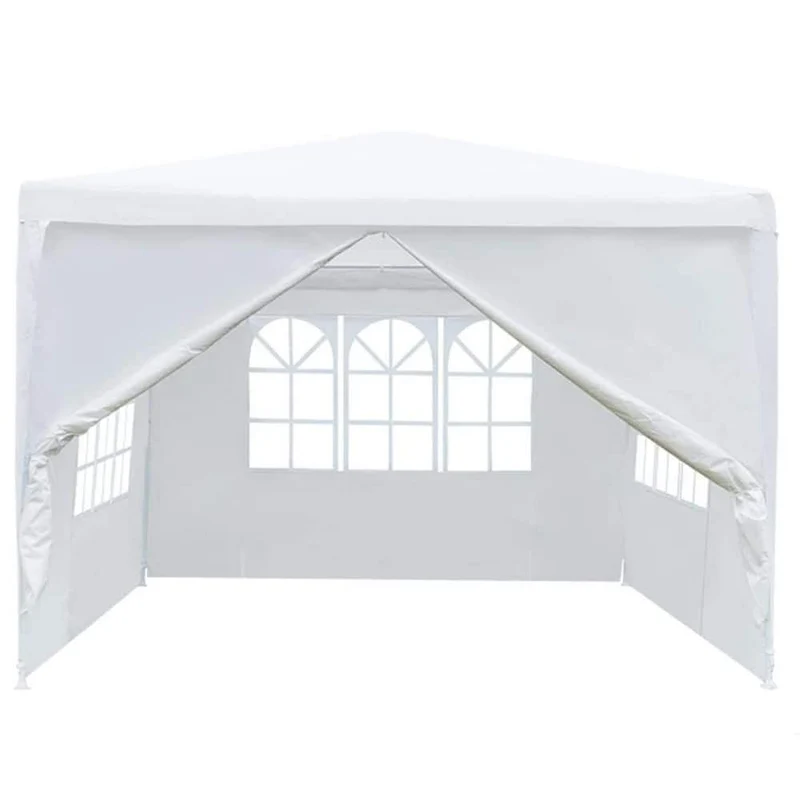 10 ft. x 10 ft. White Canopy Tent Heavy-Duty Wedding Party Tent Canopy with 4 Removable Side Walls