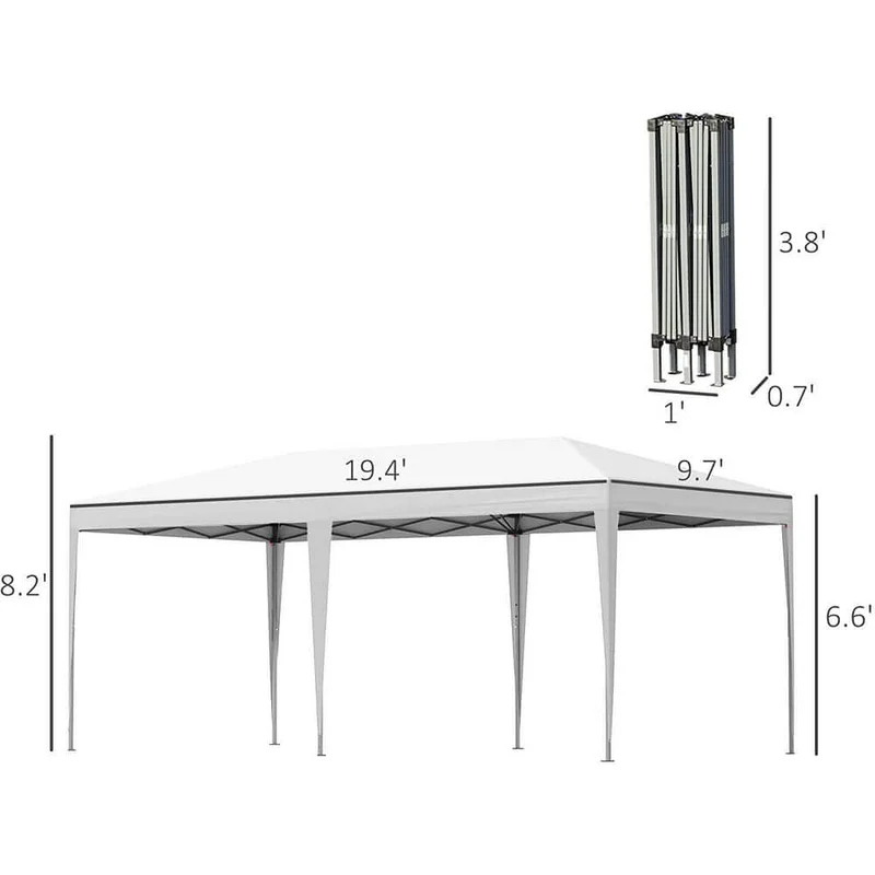 10 ft. x 20 ft. White Outdoor Pop Up Canopy Gazebo Wedding Party Tent