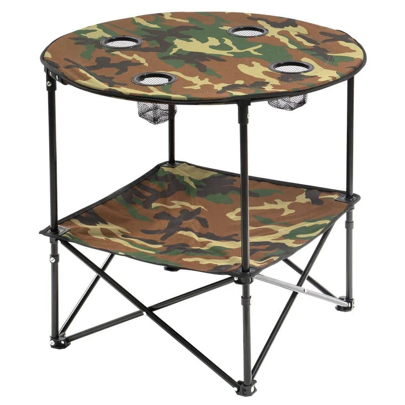 Camouflage Foldable Camping Table with 4-Cup Holders