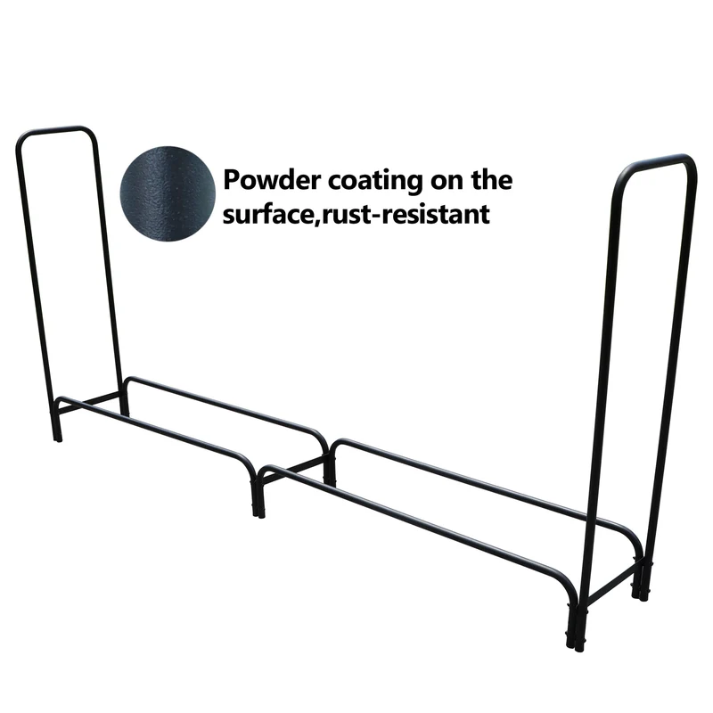 96 in. D x 14 in. H x 48 in. W Firewood Rack with Black Powder-Coated Finish
