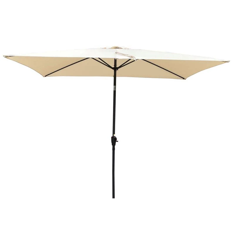 9 ft. x 6 ft. Aluminum Market Patio Umbrella in Tan with Push-Button Tilt