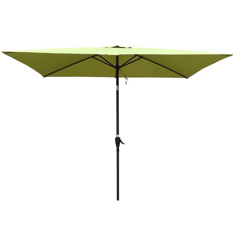 9 ft. x 6 ft. Aluminum Market Patio Umbrella in Lime Green with Push-Button Tilt