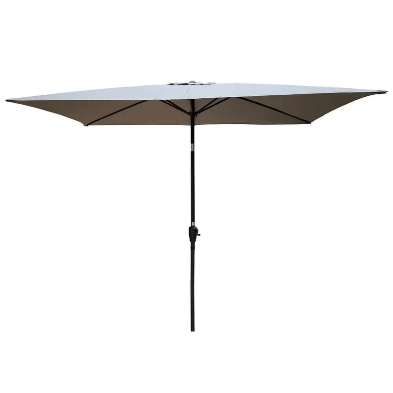 9 ft. x 6 ft. Aluminum Market Patio Umbrella in Medium Grey with Push-Button Tilt