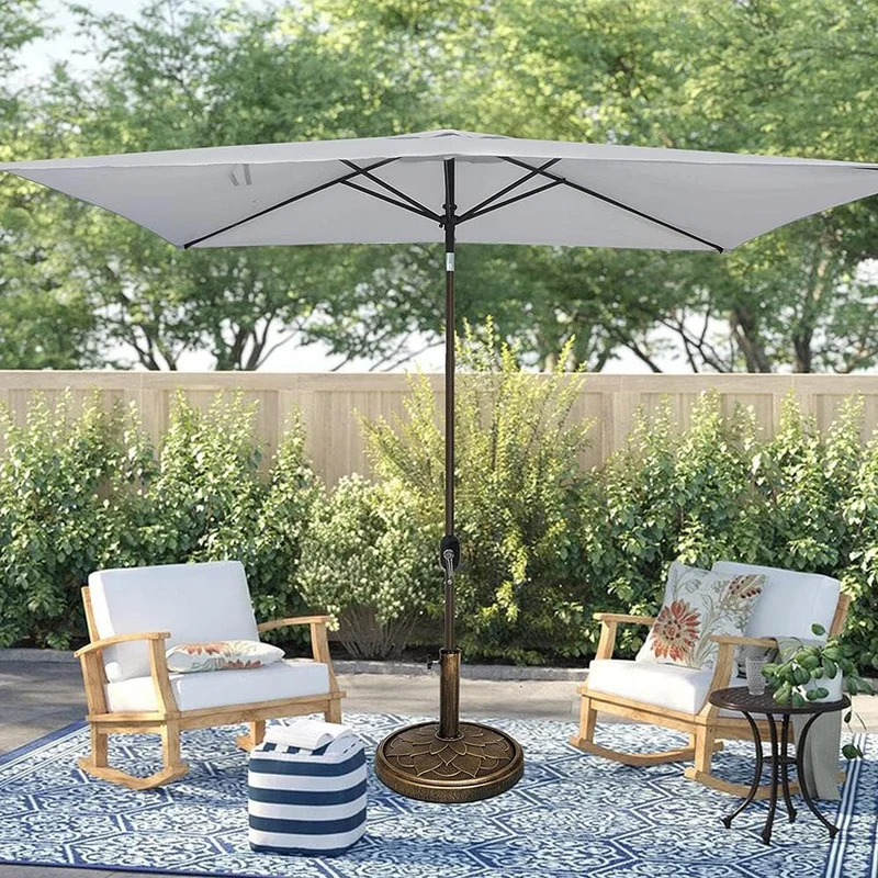 9 ft. x 6 ft. Aluminum Market Patio Umbrella in Medium Grey with Push-Button Tilt