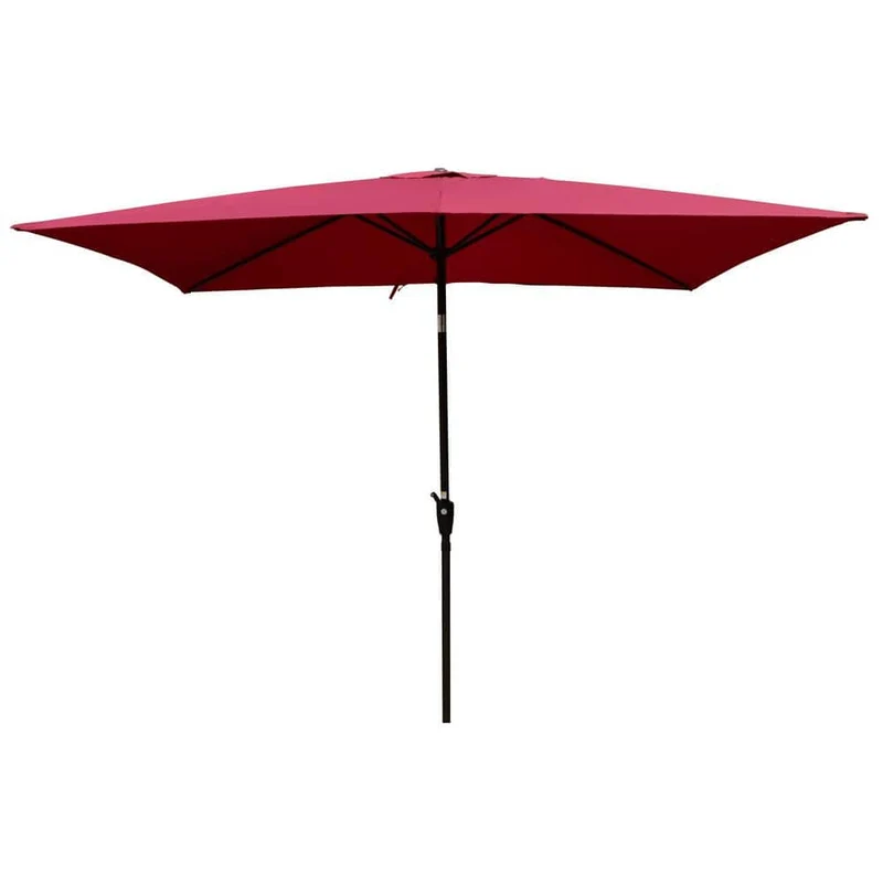 9 ft. x 6 ft. Aluminum Market Patio Umbrella in Burgundy with Push-Button Tilt