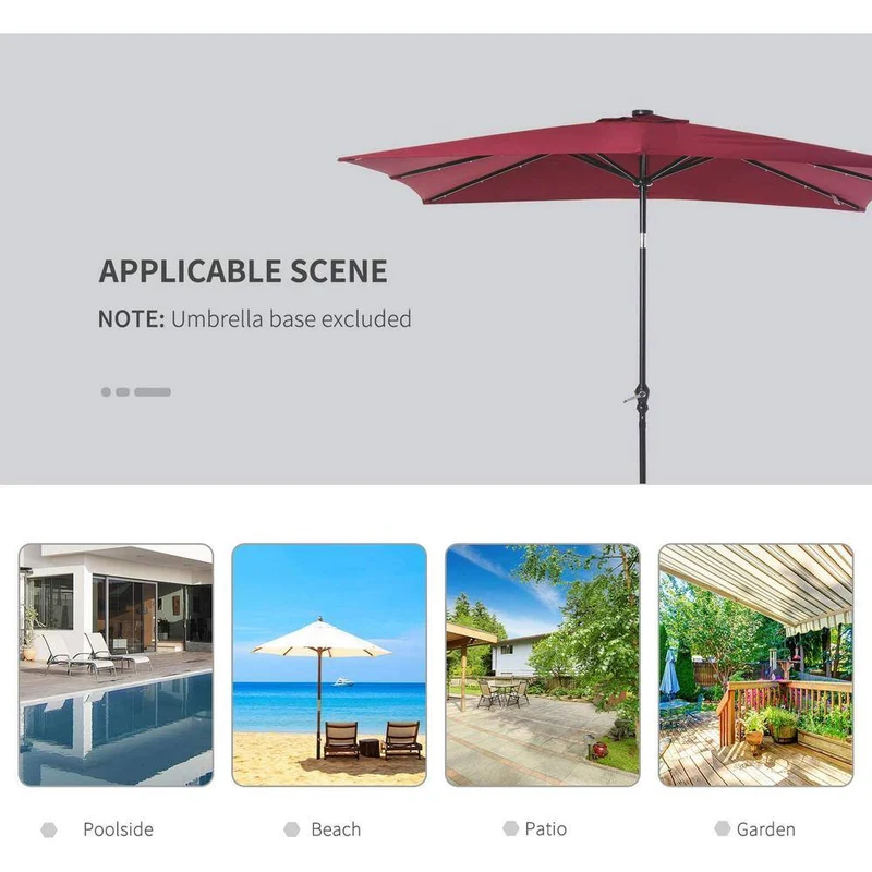 9 ft. x 6 ft. Aluminum Market Patio Umbrella in Burgundy with Push-Button Tilt