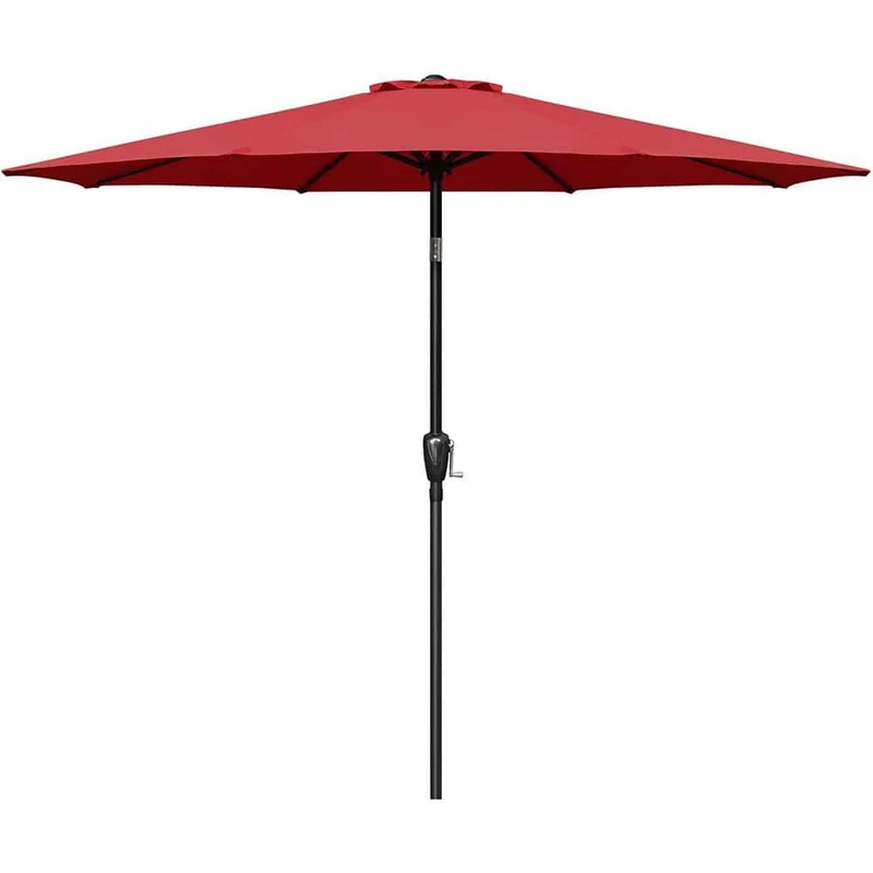 9 ft. Metal Button Tilt Market Patio Umbrella in Red