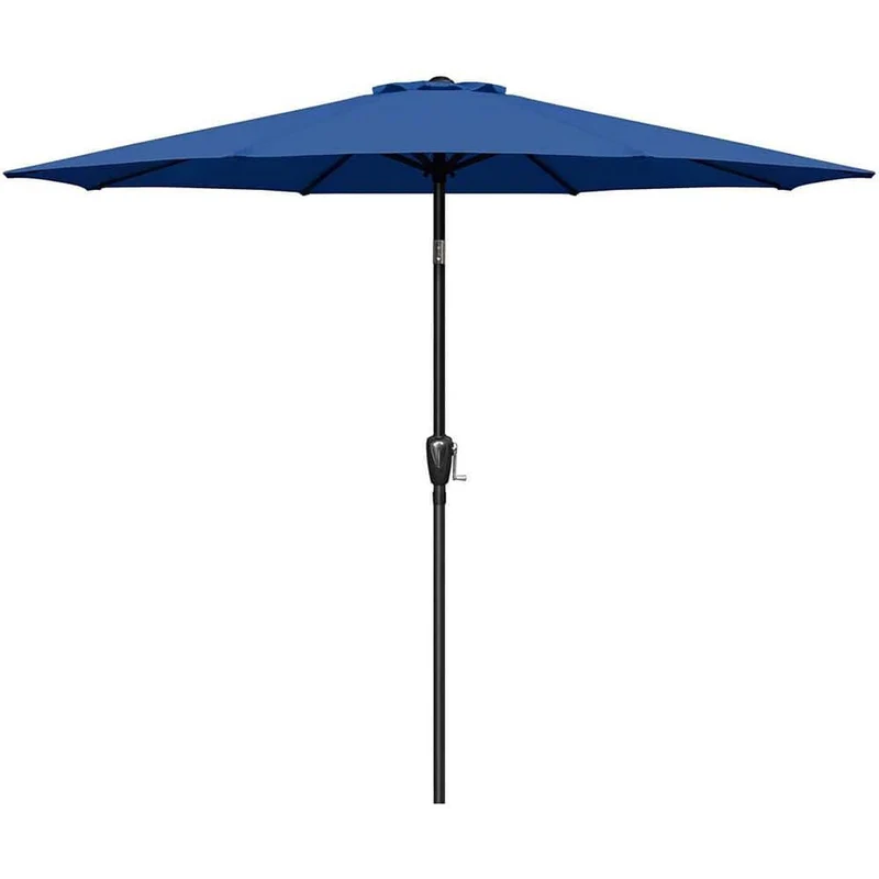 9 ft. Metal Button Tilt Market Patio Umbrella in Blue