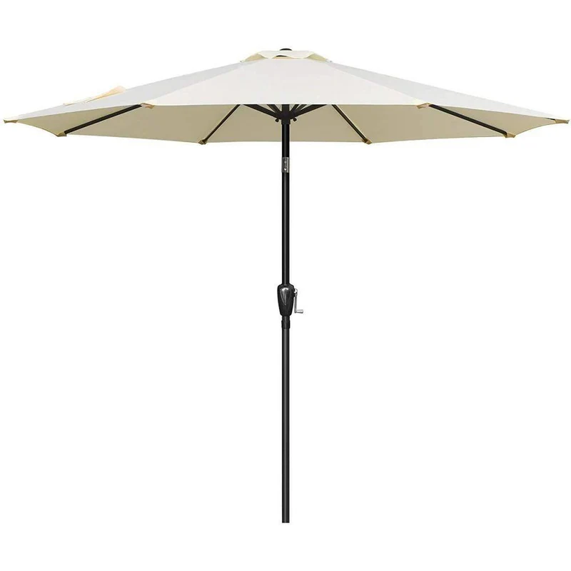 9 ft. Metal Button Tilt Market Patio Umbrella in Beige