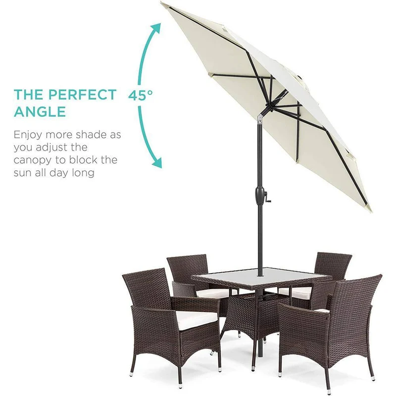 9 ft. Metal Button Tilt Market Patio Umbrella in Beige