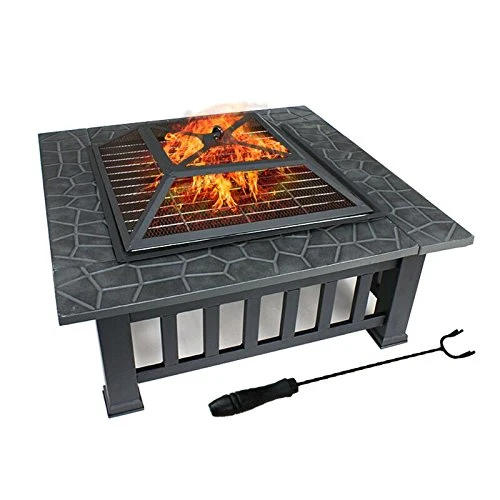 32 in. Metal Deep Bowl Fire Pit in Antique Gray
