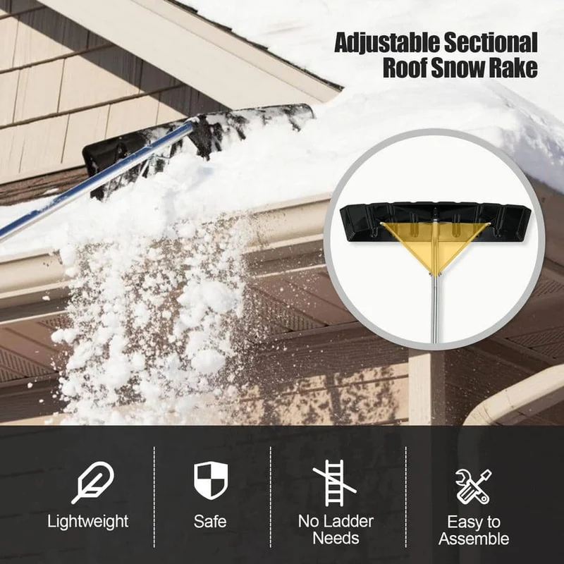 5.5 in. Snow Rake Shovel for Roof Cleaning with 20 ft. Extendable Lightweight Aluminum Handle