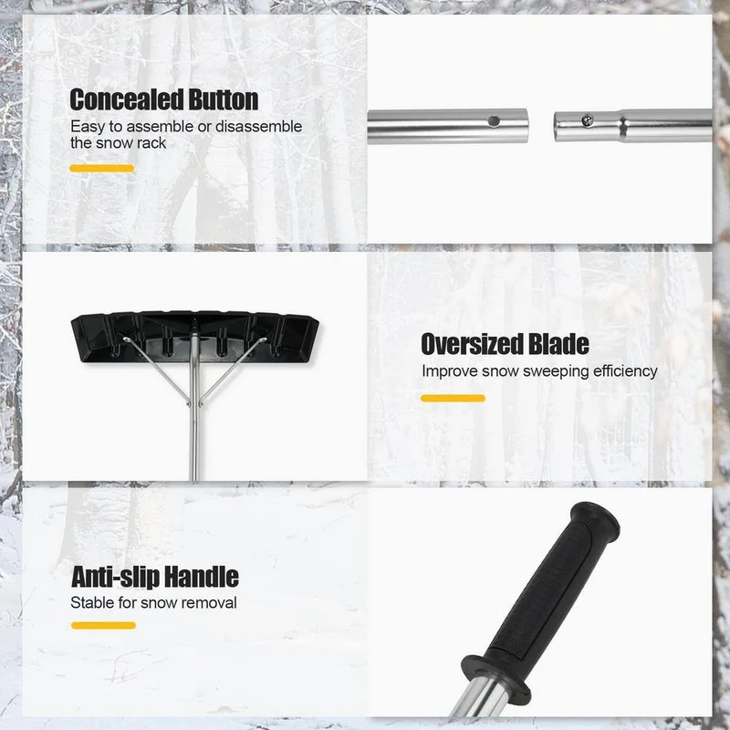 5.5 in. Snow Rake Shovel for Roof Cleaning with 20 ft. Extendable Lightweight Aluminum Handle