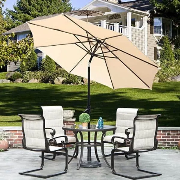 9 ft. Metal Market Crank and Tilt Patio Umbrella in Beige